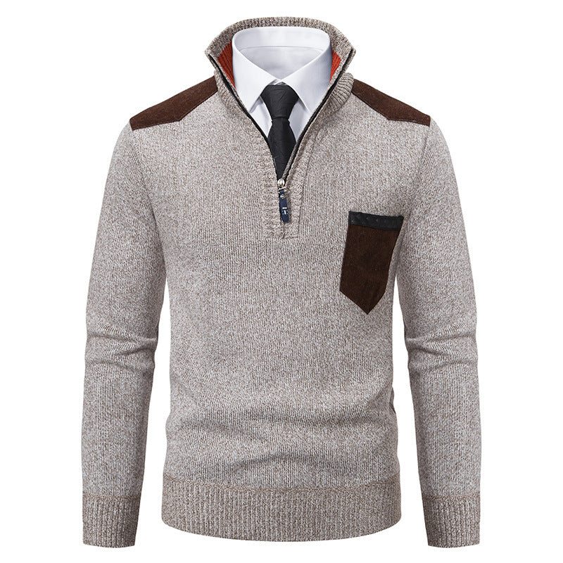 Men’s Thick Half-Zip Sweater – Winter Stand Collar Knit Pullover