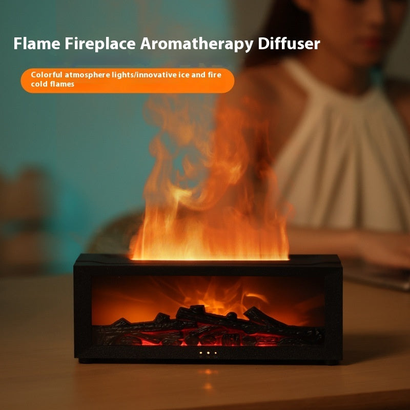 Flame Effect Aromatherapy Humidifier – Essential Oil Diffuser with 3D Flame Light & Large Mist Output