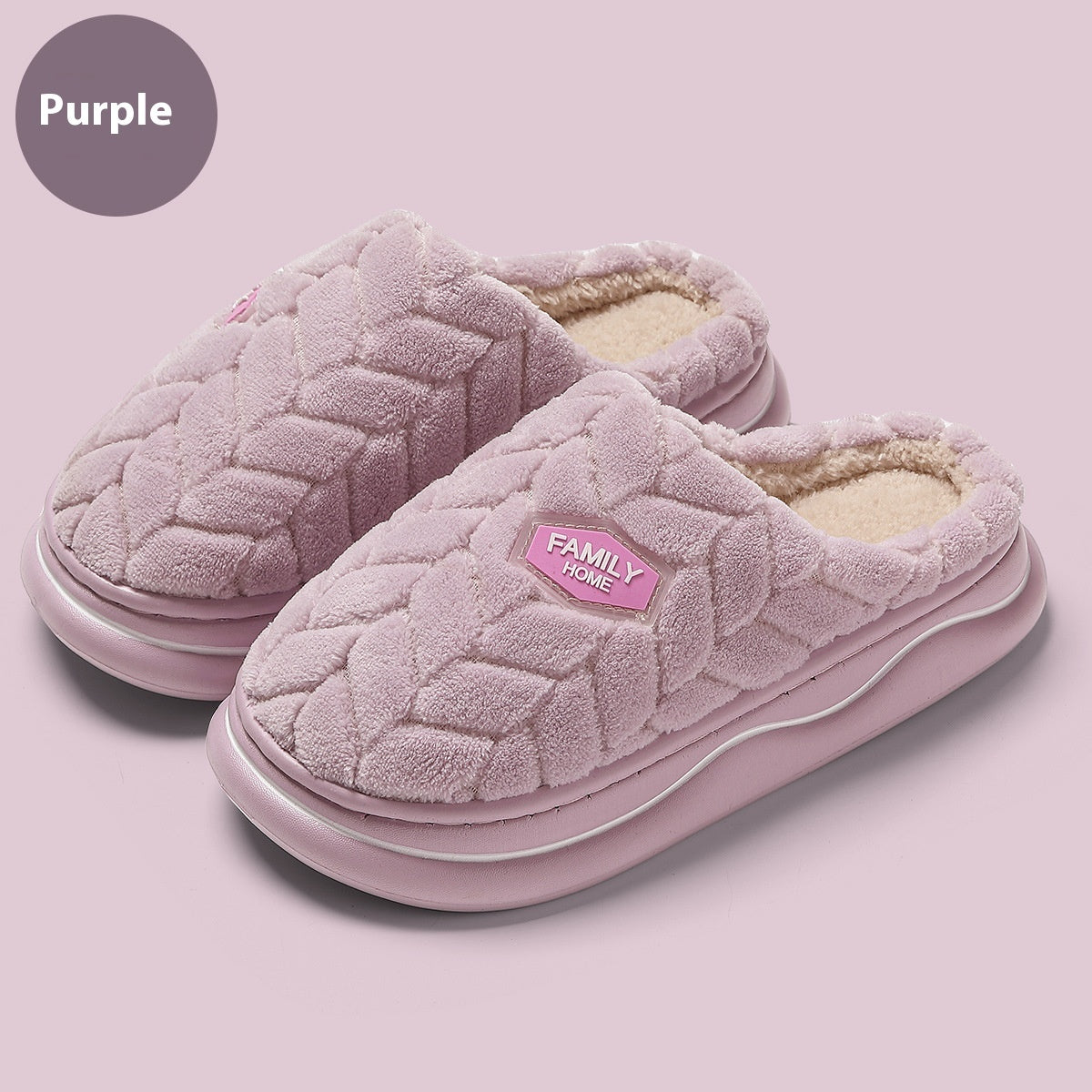 Women's Winter Fluffy Slippers – Thick Sole, Non-Slip Indoor Warm Plush Shoes