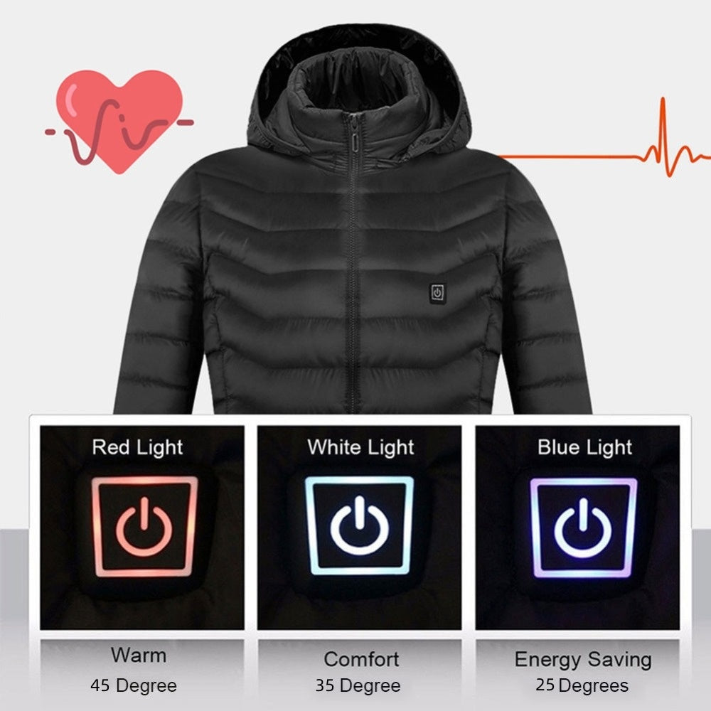 Men’s USB Heated Jacket – Electric Thermal Coat with Heating Zones & Winter Warm Cotton Vest