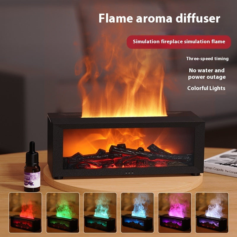 Flame Effect Aromatherapy Humidifier – Essential Oil Diffuser with 3D Flame Light & Large Mist Output