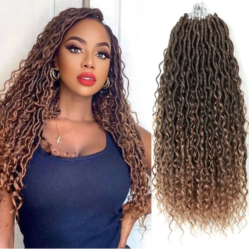 18" Pre-Looped Boho Locs with Body Wave Curls – Crochet Dreadlock Hair Extensions