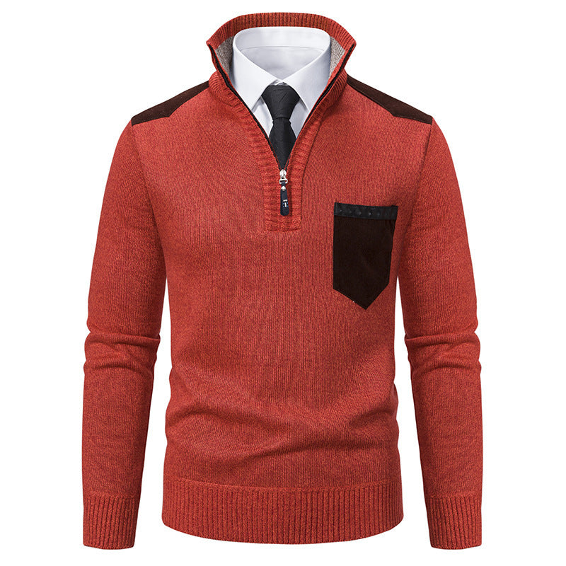 Men’s Thick Half-Zip Sweater – Winter Stand Collar Knit Pullover