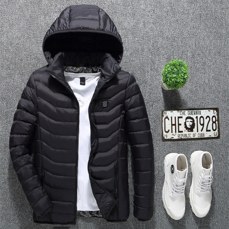 Men’s USB Heated Jacket – Electric Thermal Coat with Heating Zones & Winter Warm Cotton Vest