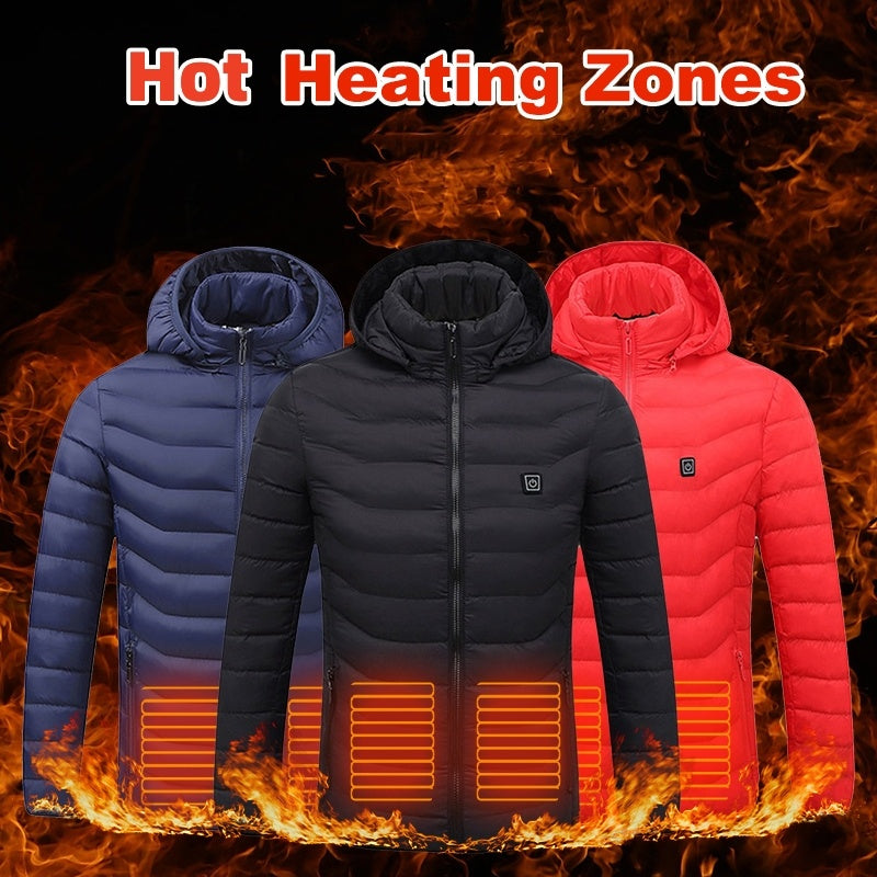 Men’s USB Heated Jacket – Electric Thermal Coat with Heating Zones & Winter Warm Cotton Vest
