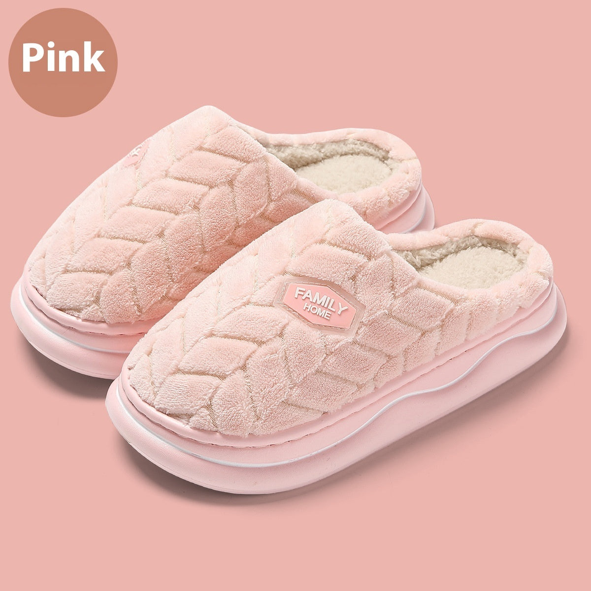 Women's Winter Fluffy Slippers – Thick Sole, Non-Slip Indoor Warm Plush Shoes