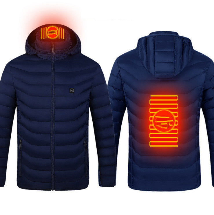 Men’s USB Heated Jacket – Electric Thermal Coat with Heating Zones & Winter Warm Cotton Vest