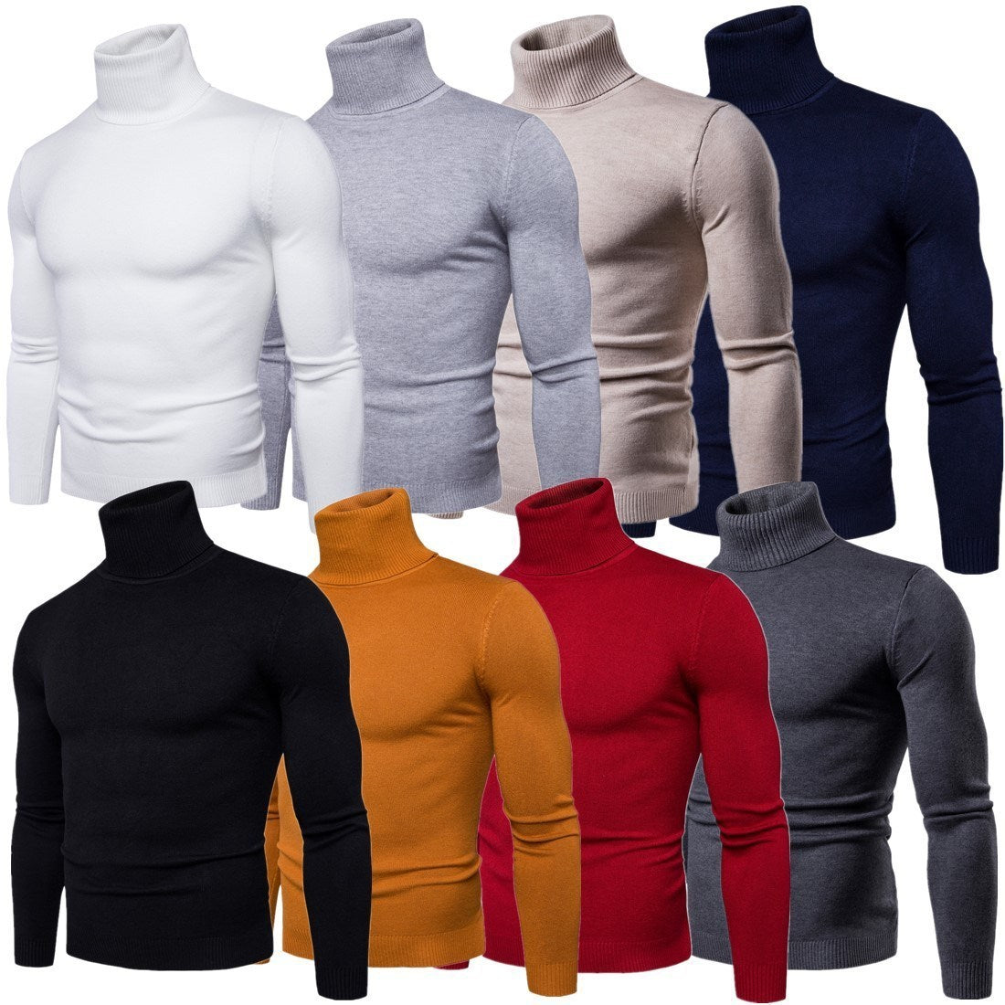 Men’s Winter Thermal Turtleneck Sweater – Warm Slim Fit Solid Colour Pullover