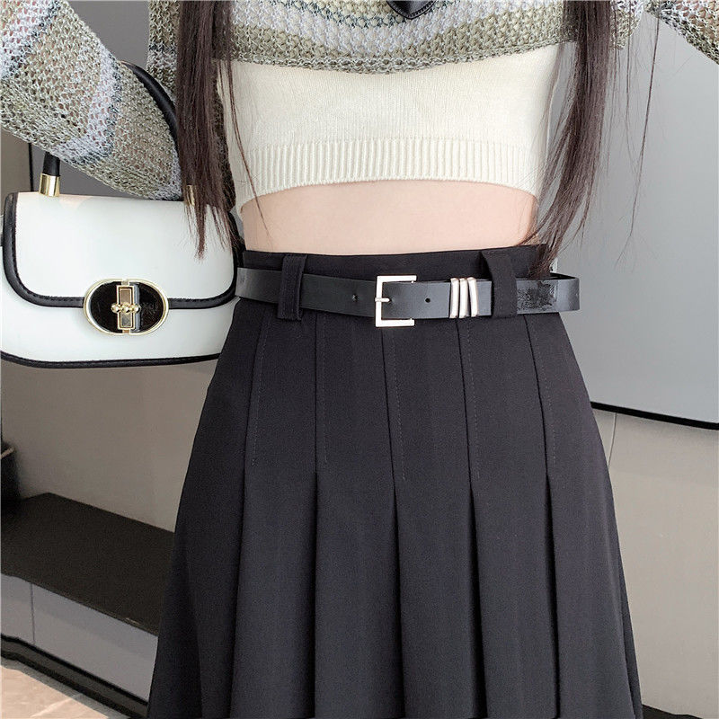 Women’s High-Waisted Pleated Skirt – Mid-Length Casual Elegant Skirt