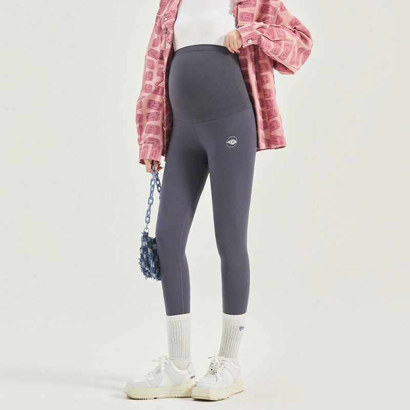 Maternity Fleece-Lined Leggings – Seamless High Elastic Belly Support Leggings for Spring & Autumn