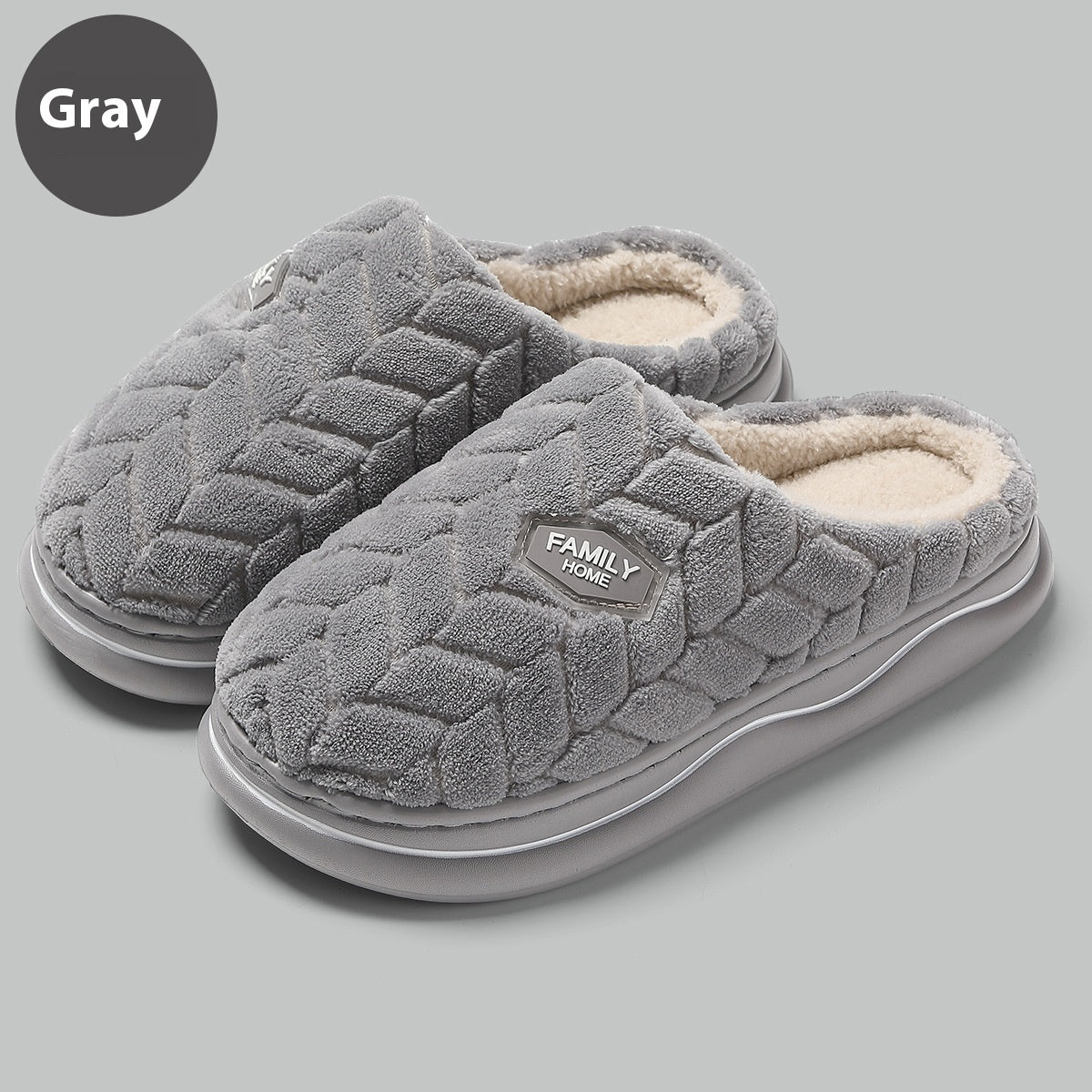 Women's Winter Fluffy Slippers – Thick Sole, Non-Slip Indoor Warm Plush Shoes