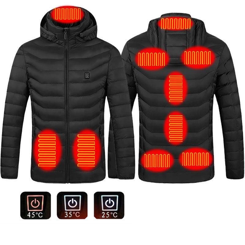 Men’s USB Heated Jacket – Electric Thermal Coat with Heating Zones & Winter Warm Cotton Vest