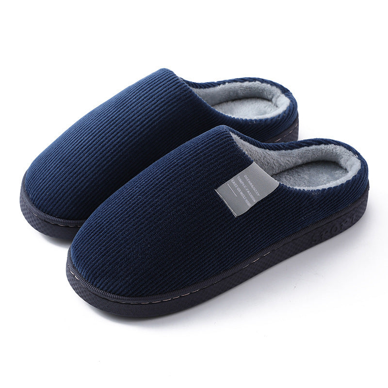 Warm Corduroy Indoor Slippers – Plush Anti-Slip Winter Home Shoes for Women & Men