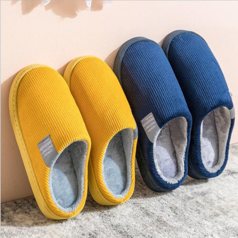 Warm Corduroy Indoor Slippers – Plush Anti-Slip Winter Home Shoes for Women & Men